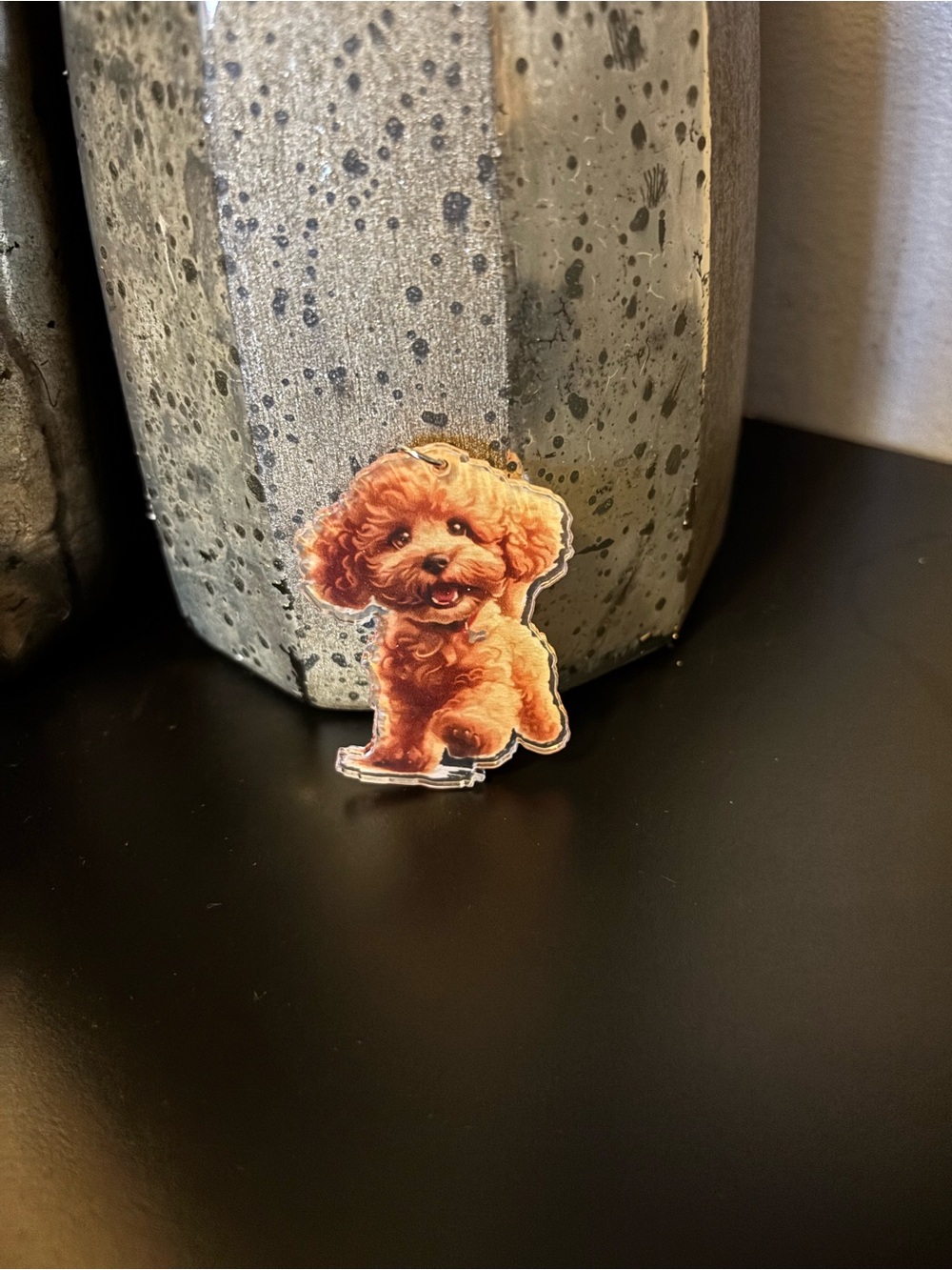 Charm/Keychain- Cute 2D Flat Acrylic Toy Poodle Puppy Dog - Picture 3 of 4